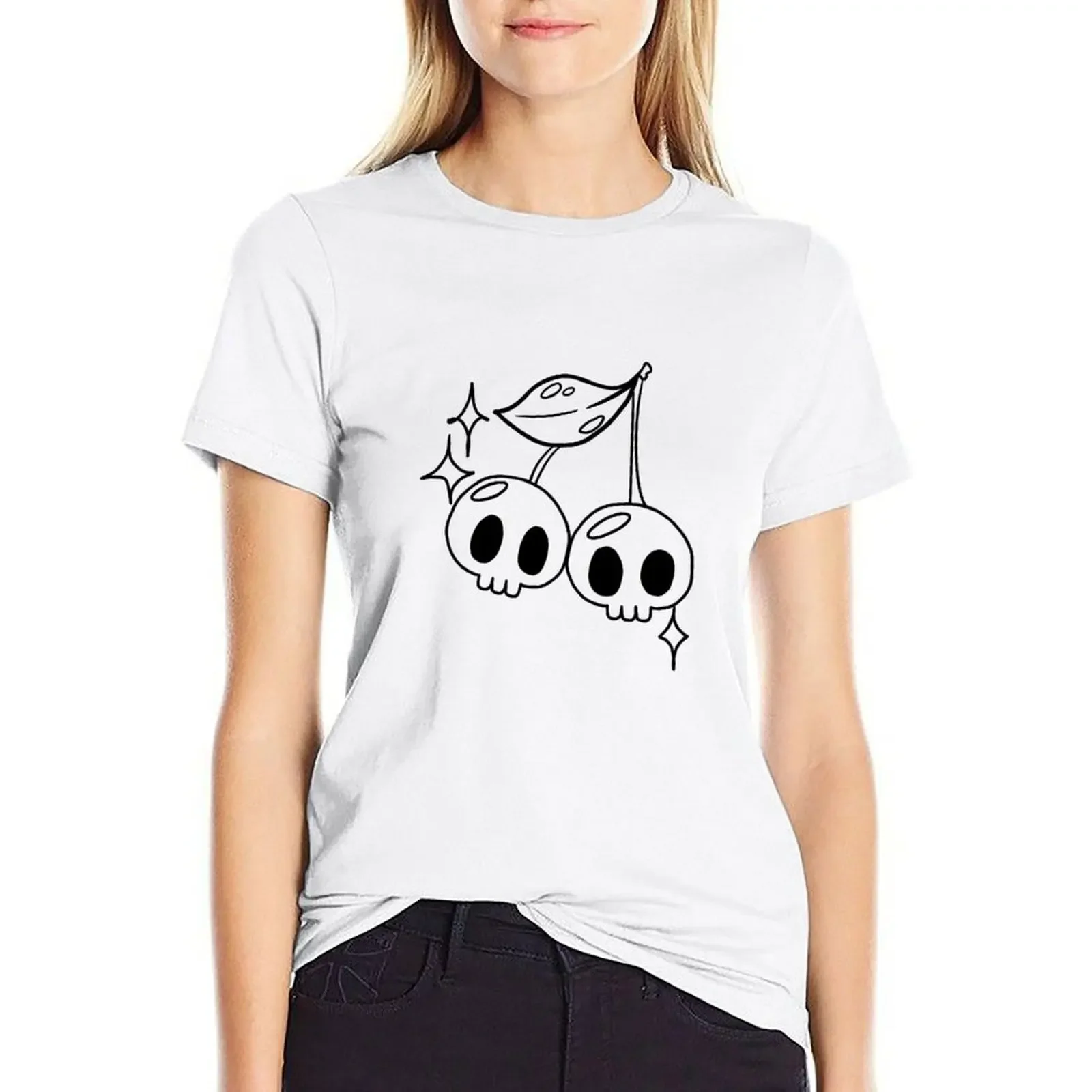 Cherry Skull  T-shirt summer Tops Women