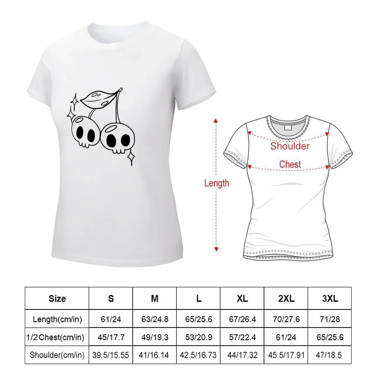 Cherry Skull  T-shirt summer Tops Women