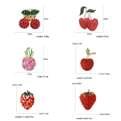 Trendy Cherry Rhinestone Fruit brooches .Six Types Fruits - Image 2