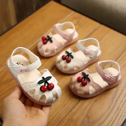 summer  girls baby cherry sandals soft bottom baby shoes