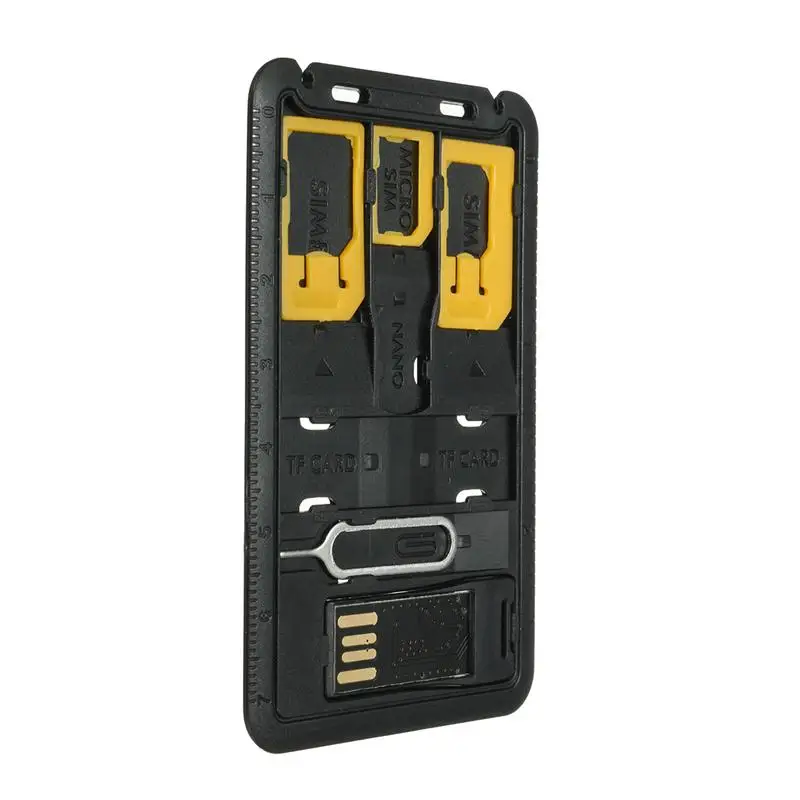 All in One Credit Card Size Slim SIM Adapter kit with TF Card Reader & SIM Card Tray Eject Pin, SIM Card Holder