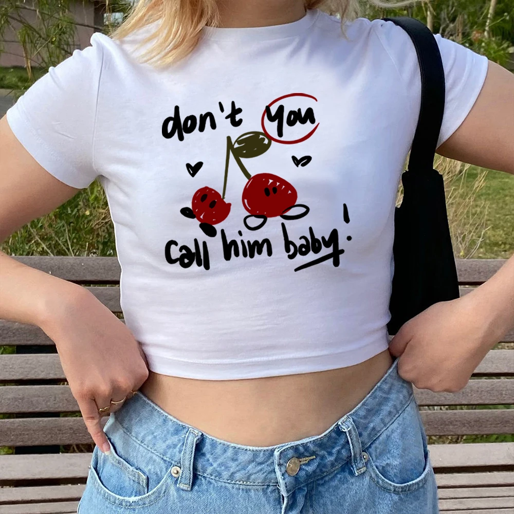 Cherry Y2k Crop Tops HS Inspired Baby Tee Vday Collection Shirt Women Streetwear Harajuku Short Sleeve Fitted Crop Tops