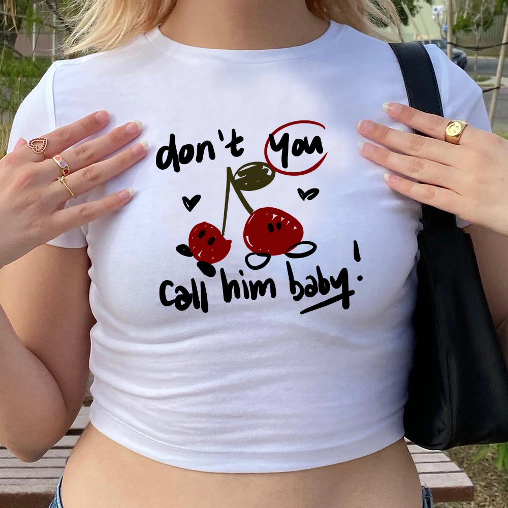 Cherry Y2k Crop Tops HS Inspired Baby Tee Vday Collection Shirt Women Streetwear Harajuku Short Sleeve Fitted Crop Tops