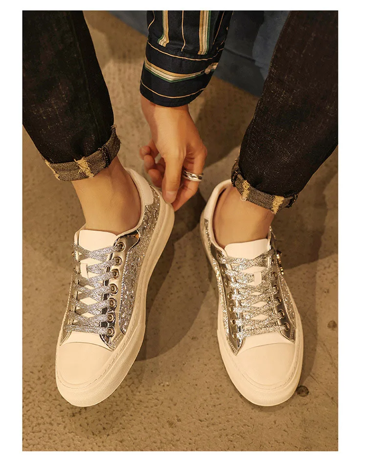 New Shoes for Men Casual Shoes Street Tinsel Skulls Flats Skateboard Shoes Fashion Trend Sneakers