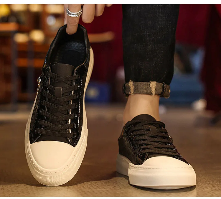 New Shoes for Men Casual Shoes Street Tinsel Skulls Flats Skateboard Shoes Fashion Trend Sneakers