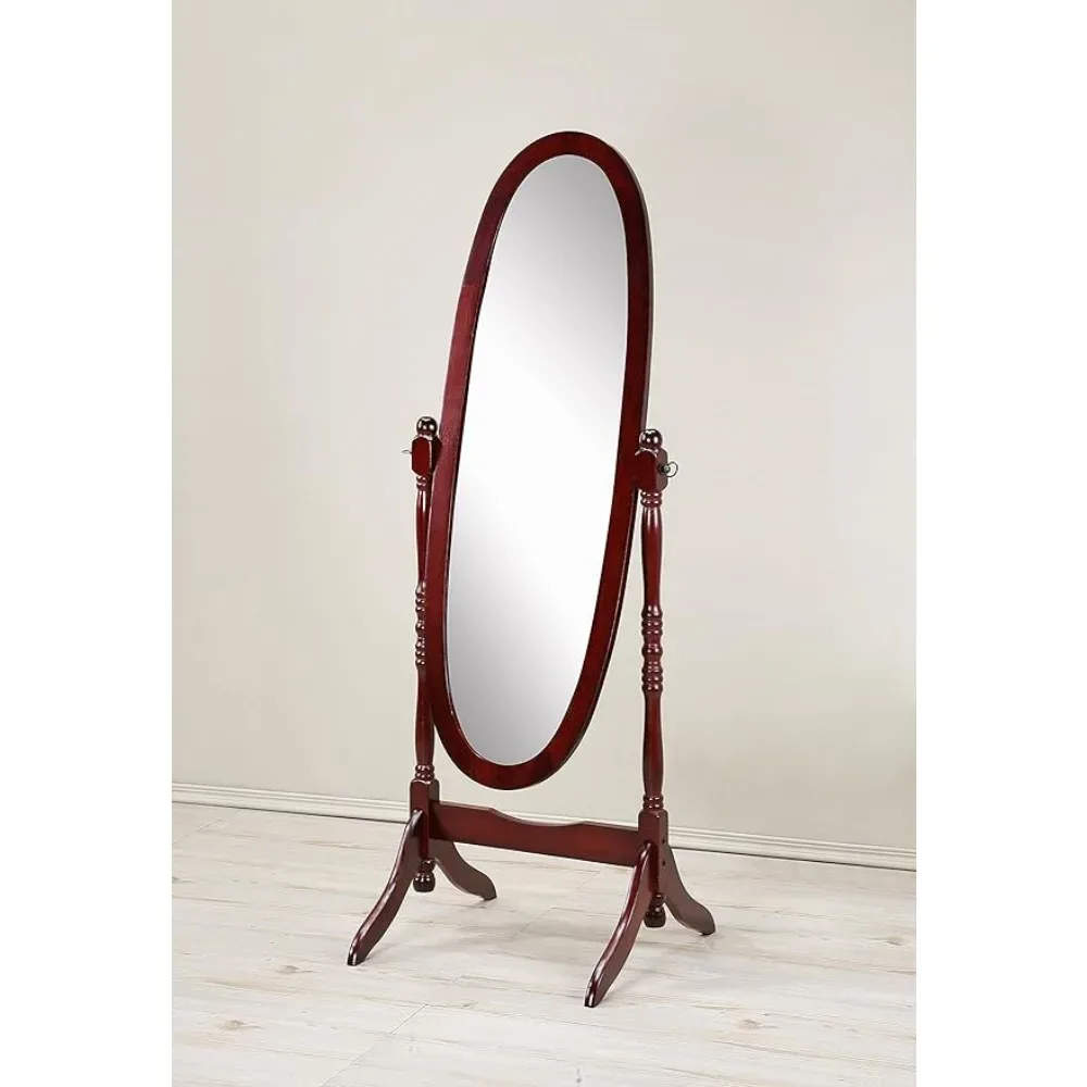 Mirrors Full Body Furniture Traditional Style Wood Floor Mirror, Cherry Finish Decorative Mirrors