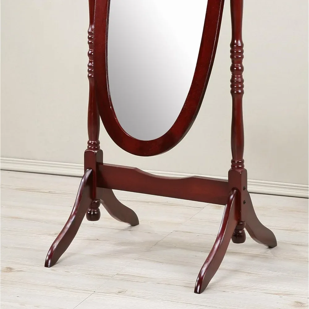 Mirrors Full Body Furniture Traditional Style Wood Floor Mirror, Cherry Finish Decorative Mirrors