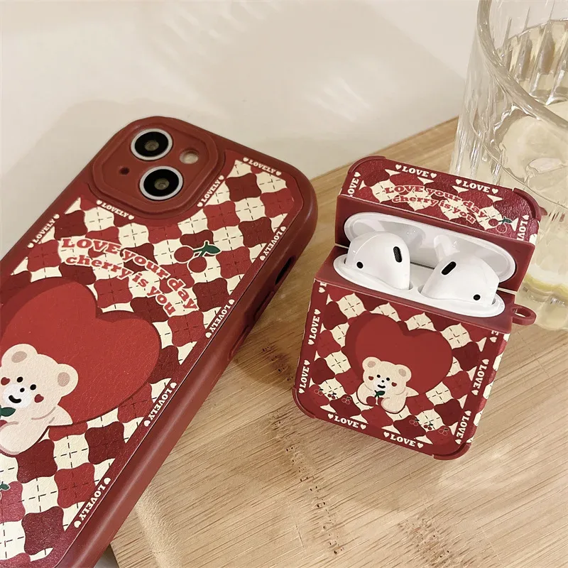 Cherry Diamond Bear 2021 AirPods 3 Case Apple AirPods 2 Case Cover AirPods Pro Case IPhone Earphone Accessories Air Pod Case