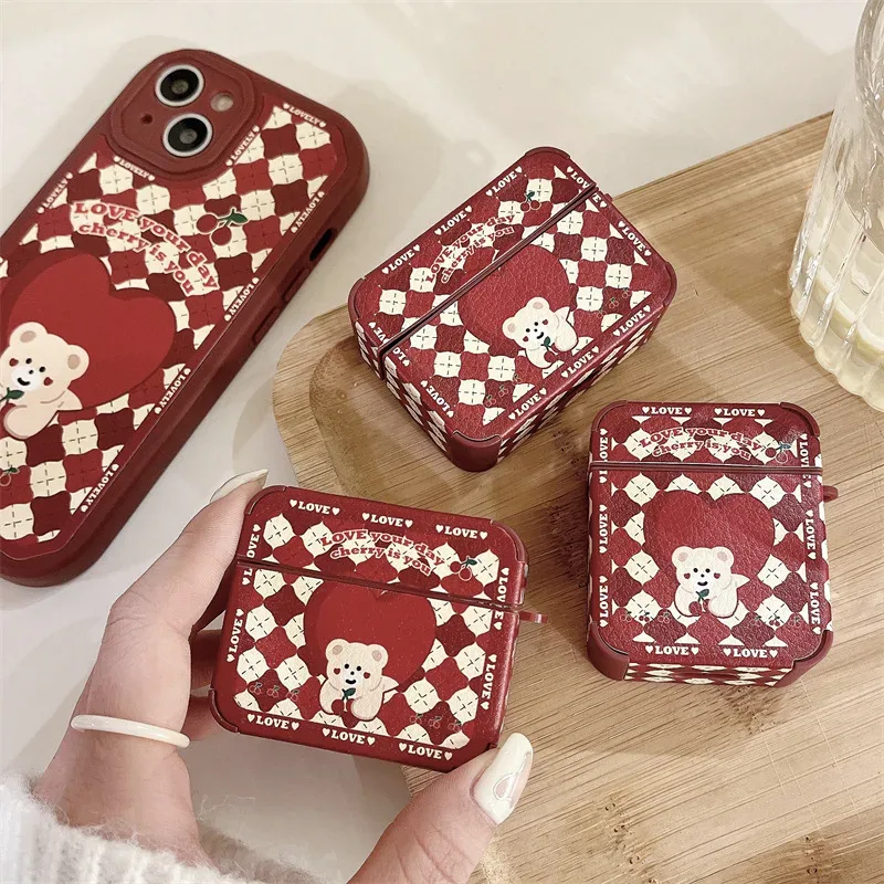 Cherry Diamond Bear 2021 AirPods 3 Case Apple AirPods 2 Case Cover AirPods Pro Case IPhone Earphone Accessories Air Pod Case