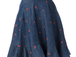 Original Cotton Embroidery Denim Skirt Ruffles Skirts