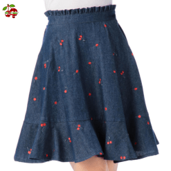 Original Cotton Embroidery Denim Skirt Ruffles Skirts