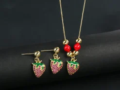 Red Zirconia Strawberry Pepper Set