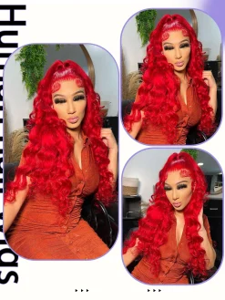 Cherry Red 13X6 Lace Front Human Hair - Image 3