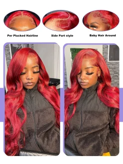 Cherry Red 13X6 Lace Front Human Hair - Image 5