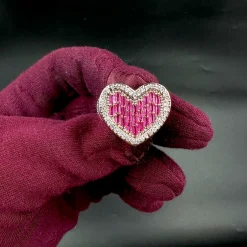 Baguette Heart Pink Stones Rose Gold Plated - Image 5