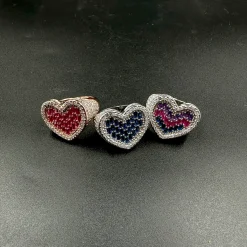 Baguette Heart Pink Stones Rose Gold Plated - Image 2