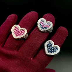 Baguette Heart Pink Stones Rose Gold Plated - Image 3