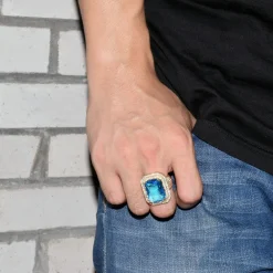 Gold Color Ring Blue stones - Image 6