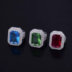 Gold Color Ring Blue stones - Image 3