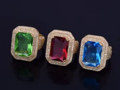 Gold Color Ring Blue stones