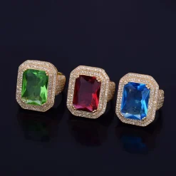 Gold Color Ring Blue stones