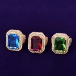 Gold Color Ring Blue stones - Image 2
