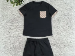 Embossed Short Sleeve Shorts Set