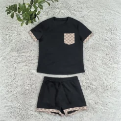 Embossed Short Sleeve Shorts Set