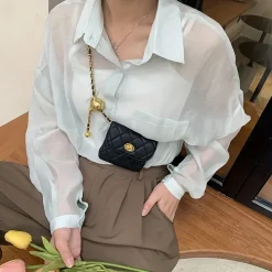 Chain Belt Clutch Mini Detachable Soft Leather - Image 6