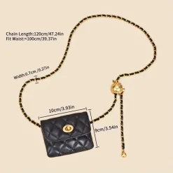 Chain Belt Clutch Mini Detachable Soft Leather - Image 5