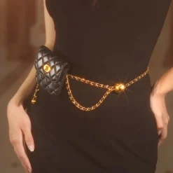 Chain Belt Clutch Mini Detachable Soft Leather - Image 3