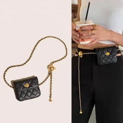 Chain Belt Clutch Mini Detachable Soft Leather