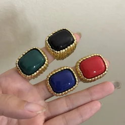 Textured Metal Square Ring