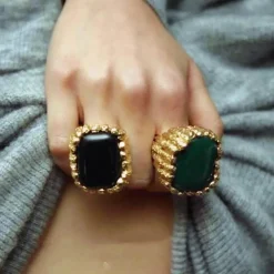 Textured Metal Square Ring - Image 2