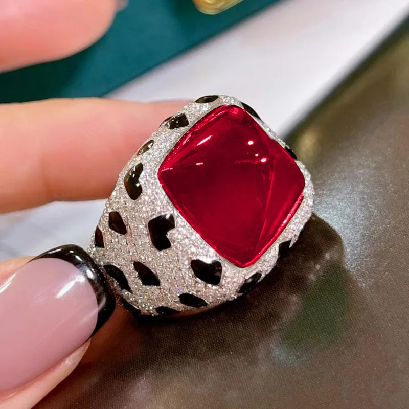 Foydjew Luxury Designer Jewelry Leopard Texture Design Large 17 Carat Sugar Tower Multicolor Crystal Ruby Rings For Women Foydjew Luxury Designer Jewelry Leopard Texture Design Large 17 Carat Sugar Tower Multicolor Crystal Ruby Rings For Women