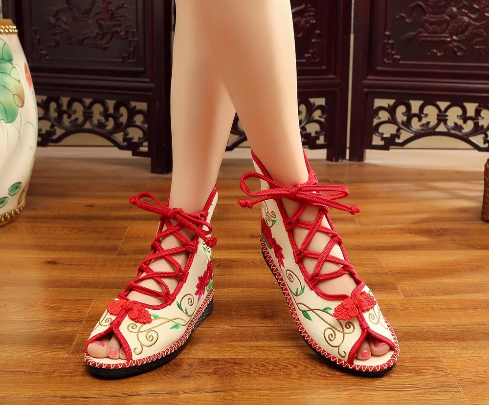 Veowalk Summer Super Light Women Canvas Gladiator Sandals Peep Toe High Top Ladies Cotton Flat Shoes Comfort Embroidered Sandial Veowalk Summer Super Light Women Canvas Gladiator Sandals Peep Toe High Top Ladies Cotton Flat Shoes Comfort Embroidered Sandial
