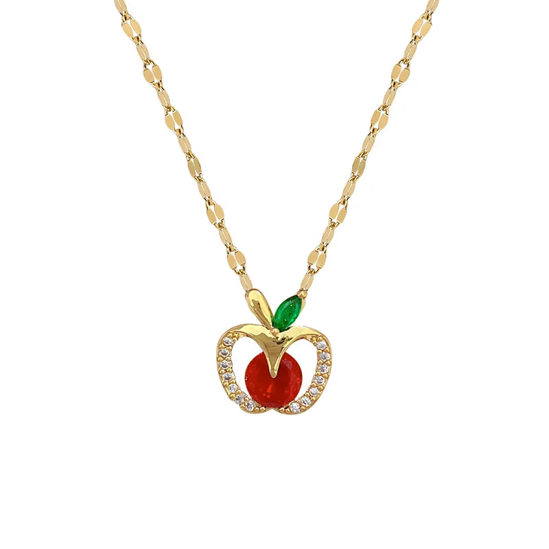 Fashion Simple Hollowed Out Fruit Pendant Necklaces for Women Classic Stainless Steel Jewelry Accessories Gifts for Lover