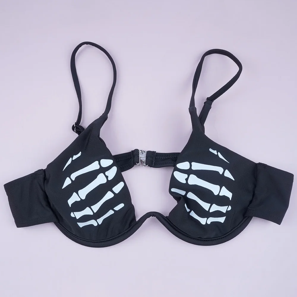 Sexy Gothic Bikini 2024 Women Letters Skeleton Hand Print Swimsuit Split Bathing Suit Low Waist Punk Bikinis Sets Beach Swimwear Sexy Gothic Bikini 2024 Women Letters Skeleton Hand Print Swimsuit Split Bathing Suit Low Waist Punk Bikinis Sets Beach Swimwear