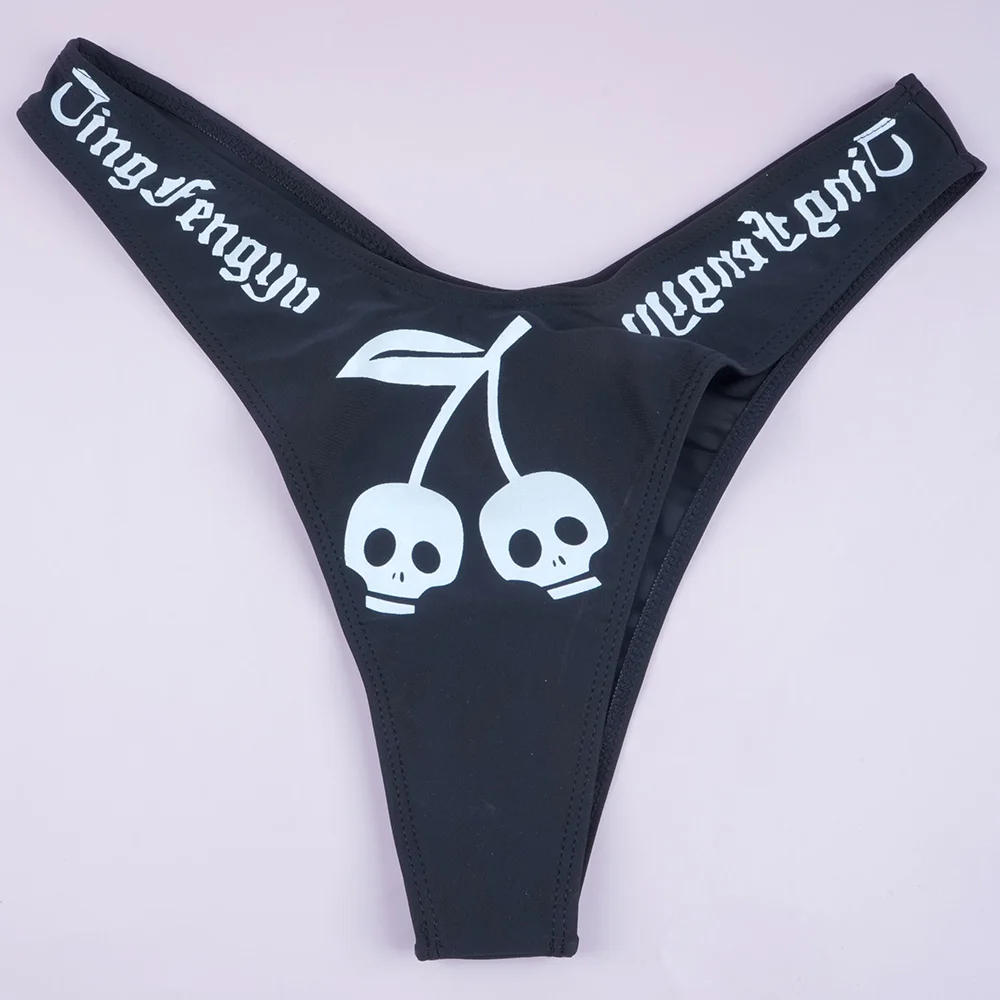 Sexy Gothic Bikini 2024 Women Letters Skeleton Hand Print Swimsuit Split Bathing Suit Low Waist Punk Bikinis Sets Beach Swimwear Sexy Gothic Bikini 2024 Women Letters Skeleton Hand Print Swimsuit Split Bathing Suit Low Waist Punk Bikinis Sets Beach Swimwear