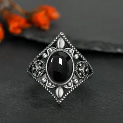 925 Silver Black Onyx Vintage