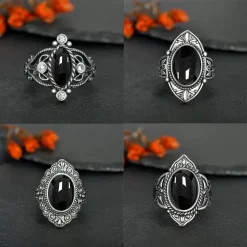 925 Silver Black Onyx Vintage - Image 3