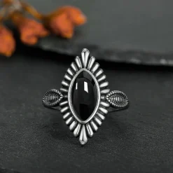925 Silver Black Onyx Vintage - Image 4