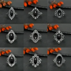 925 Silver Black Onyx Vintage - Image 2