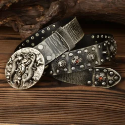 130CM Cowhide Genuine Leather Riveted - Image 2