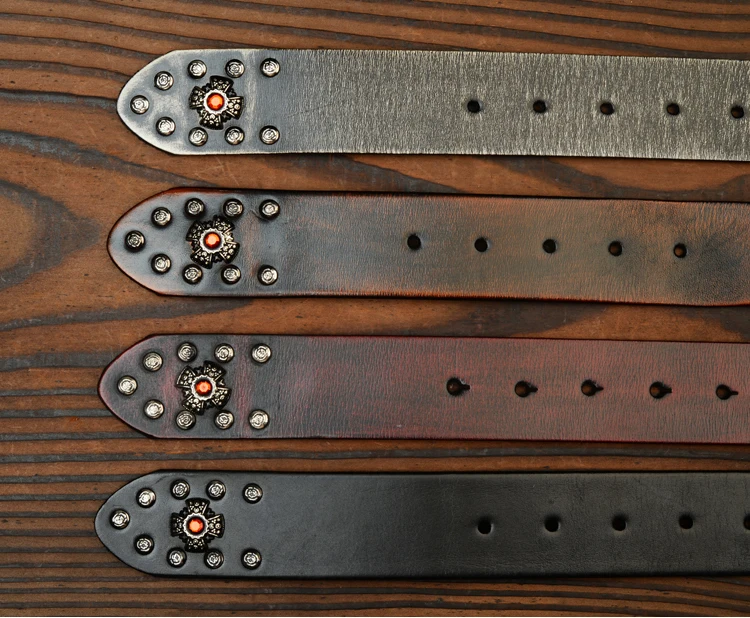 3.8cm Cowhide Genuine Leather Metal Rivet Belt Luxury Designers Men Rivet Punk Belt Smooth Buckle Male Rock Hip Hop Strap Waist