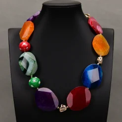 Colorful Slice Agets Freeform Faceted Chunky White Keshi - Image 2