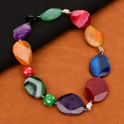 Colorful Slice Agets Freeform Faceted Chunky White Keshi - Image 5