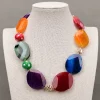 Colorful Slice Agets Freeform Faceted Chunky White Keshi