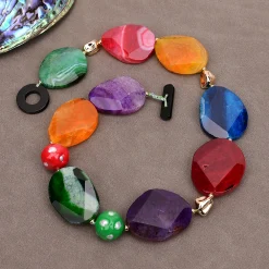 Colorful Slice Agets Freeform Faceted Chunky White Keshi - Image 3