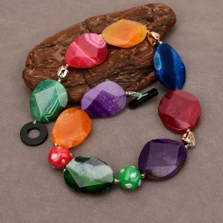 Colorful Slice Agets Freeform Faceted Chunky White Keshi - Image 4